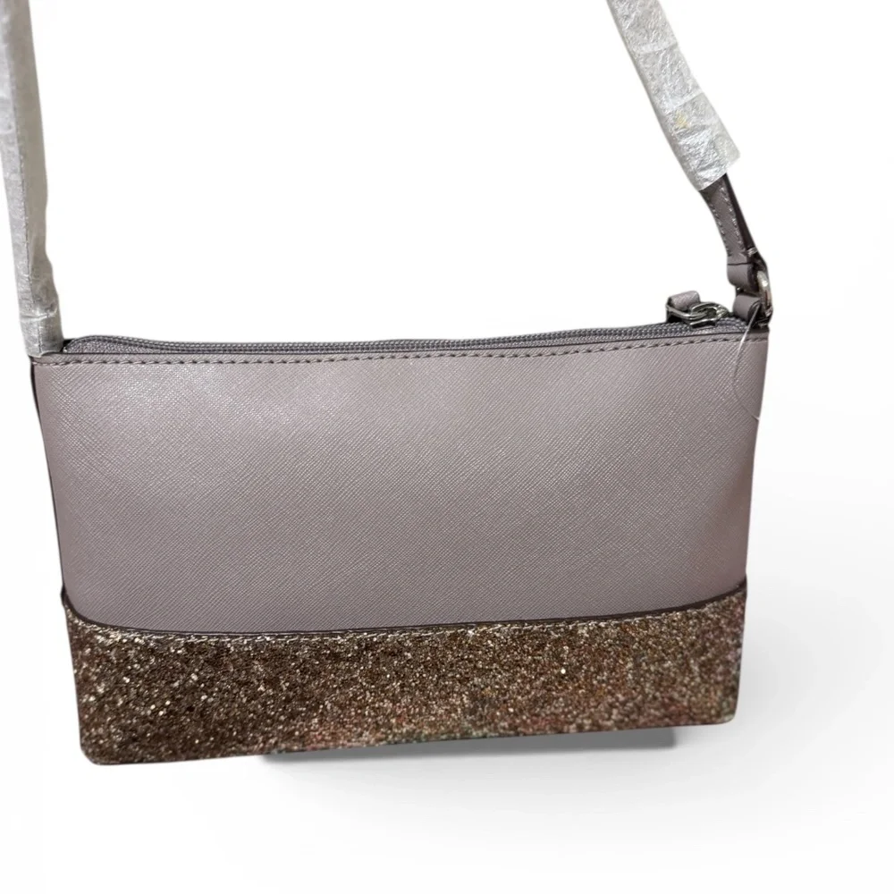 kate spade Glitter Trim Crossbody Bag in Taupe